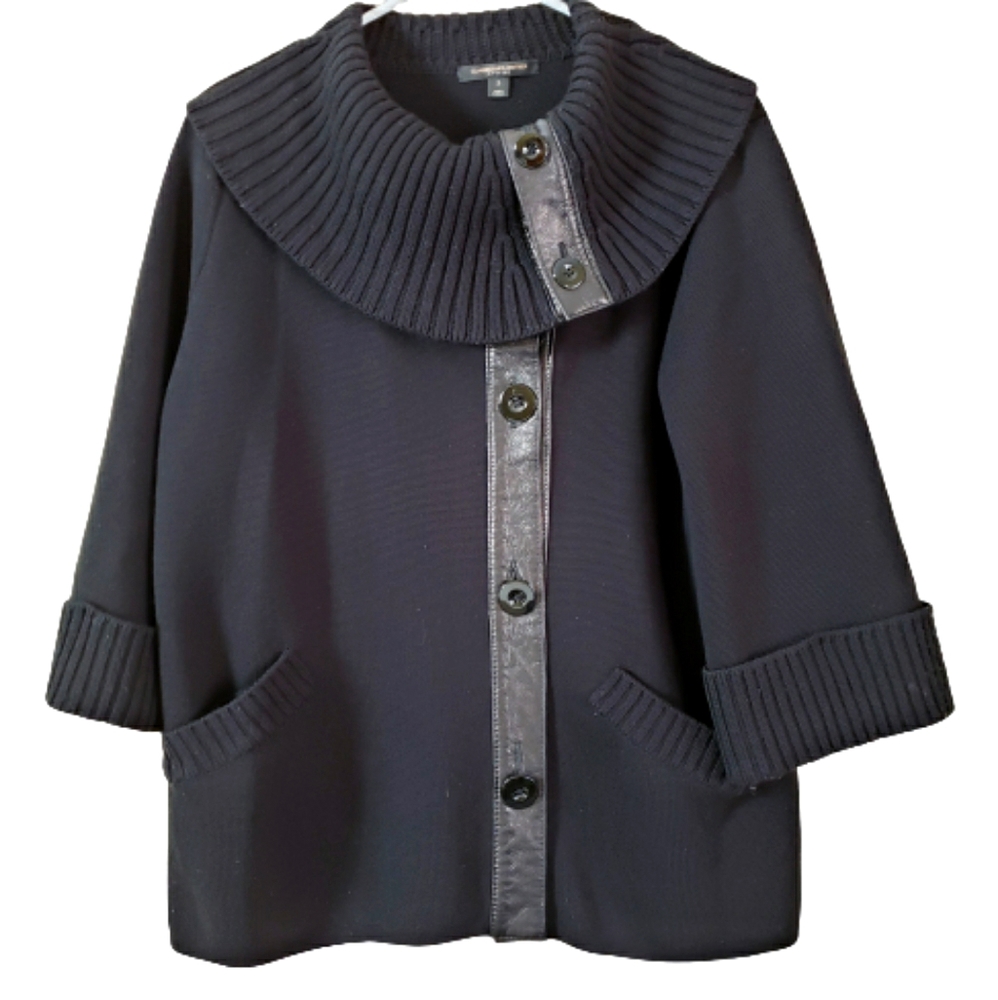 Merino Wool Leather Trim Sweater